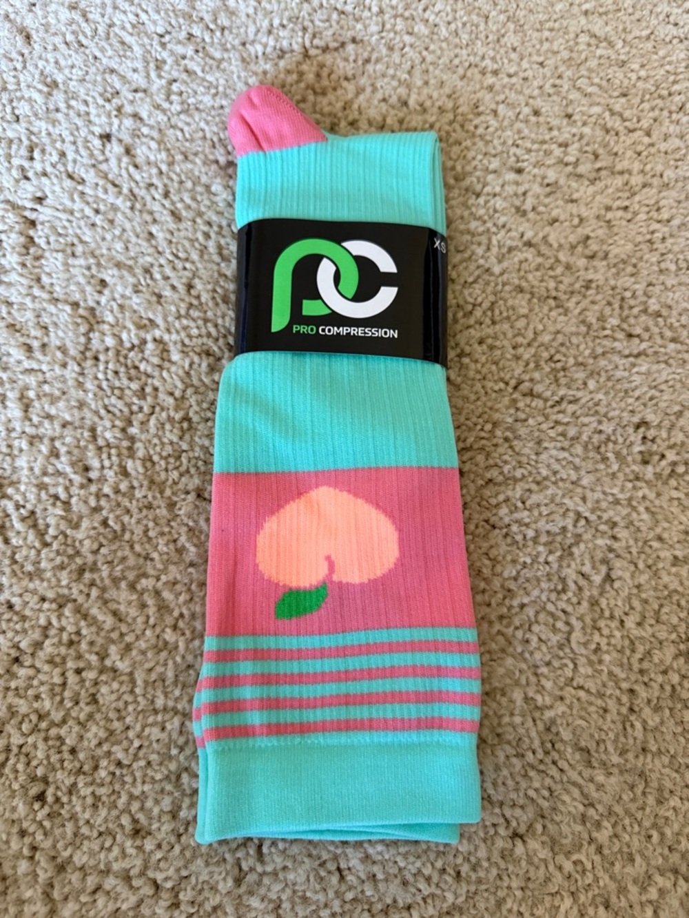 ProCompression Women's Mint & Pink Compression Socks with Peach Accent